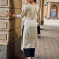 Pristine Off-White Cotton Flex Straight Kurta Featuring Subtle Monochrome Embroidery on Neckline & Sleeve Cuffs