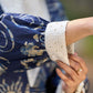 Indigo Statement Kurta with Intricate Hakoba Panel and Delicate Mirror Work