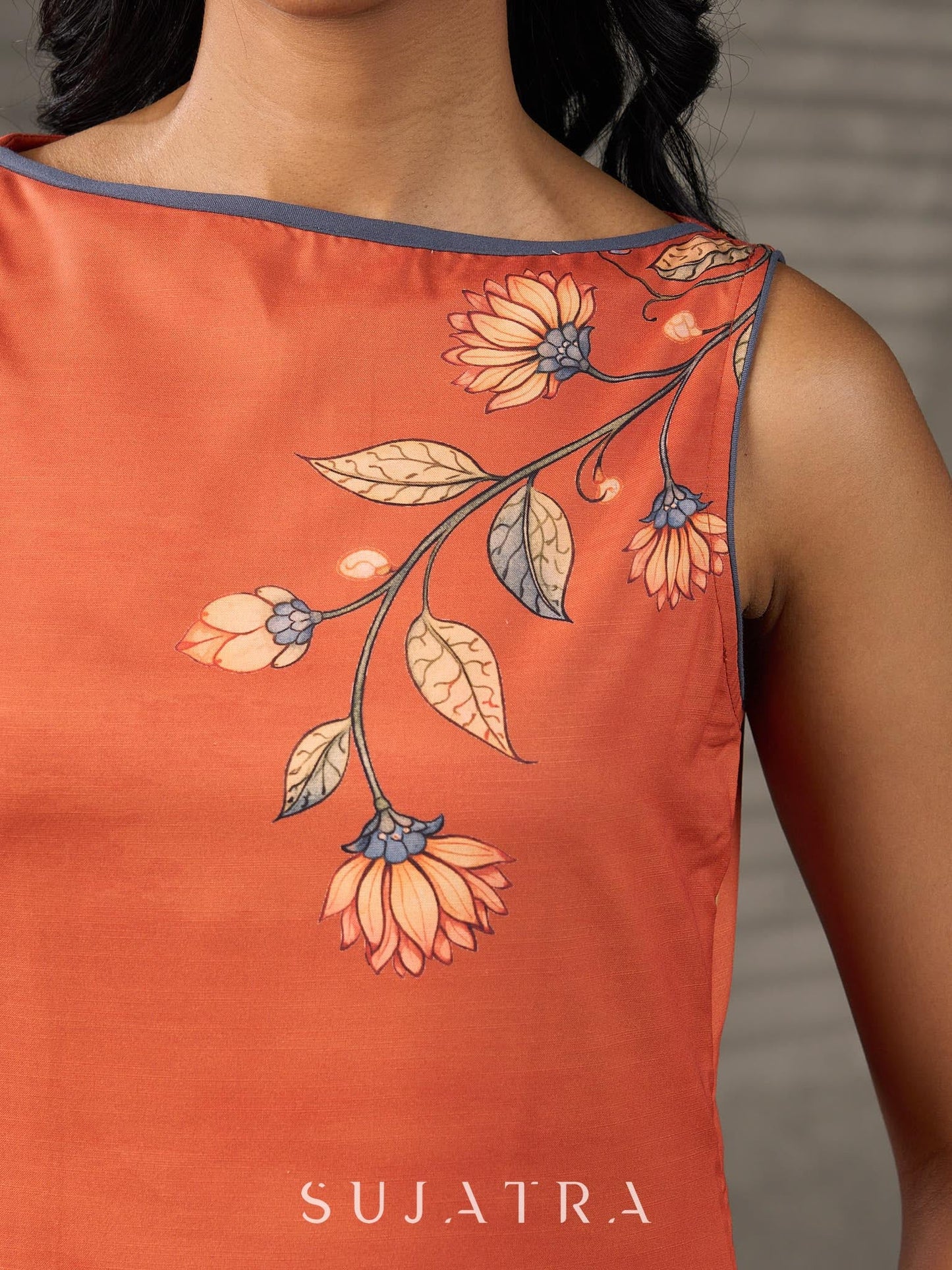 Saffron Kalamkari Printed Dress