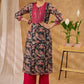 Printed chanderi kurta with exclusive embroideri pant optional