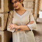 Pristine Off-White Cotton Flex Straight Kurta Featuring Subtle Monochrome Embroidery on Neckline & Sleeve Cuffs