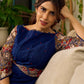 Navy Blue Artisanal Kalamkari prints enhanced with statement sleeves and a waist-defining knotted Kalamkari belt.