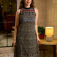 Iconic Black A-Line Cotton Dress with Chevron & Tribal Hand Block Print