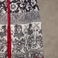 Black and maroon ombré Kalamkari inspired motif printed shirt dress with slit mandarin collar and maroon accents