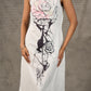 Timeless monochrome dress with statement flower print.