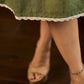 Serene ivory and sage green ombré overlap hakoba dress with olive button accents.