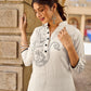 Simple Off-White Cotton Flex Straight Kurta with Minimal Hand Painting on Front & Sleeves