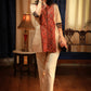 Beige & maroon combination kalamkari & Ajrakh printed panel pure cotton top