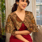 Elegant maroon dress featuring an attached artisan Kalamkari shoulder cape.