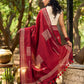 Chic Maroon Cotton Saree with Modern Abstract Hand Block Print