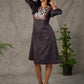 Black Kalamkari-inspired printed dress with maroon accents and pearl embellishments