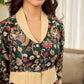 Classic bottle green Kalamkari printed dress with a beige elegant pintuck detailing.