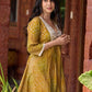 Exquisite yellow Bandhani printed kurta with a delicate off-white tissue overlay and refined accents.