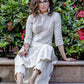 Off-white hand embroidered straight cut handloom cotton kurta with sequence work