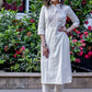 Off-white hand embroidered straight cut handloom cotton kurta with sequence work