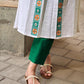 Timeless White Cotton Kurta with Hand Painted Madhubani Motifs on Front & Sleeves