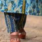 Angarkha-Style Indigo & Olive Kurta with Olive Mirror Detailing and Dori Tie-Up