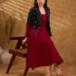 Sharp black and maroon half-and-half Jamdani jacket with functional flap pockets, offering a structured silhouette with bold contrast and refined detailing for elevated corporate styling.