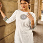 Cultural White Cotton Kurta with Traditional Madhubani Painting on Front & Sleeves