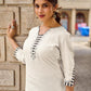 Refined Ivory Straight Kurta with Minimal Geometric Printed Neckline Highlighted with Hand Painting