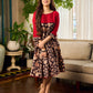 Black and Maroon Elegant Kalamkari Dress with pintuck detailing and flowing bias-cut silhouette.