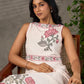 Ivory Floral Pearl Detail Printed Dress with blush pink flowers