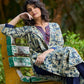 Artisan Indigo Kurta with Animal Motifs, Overlapping Neck and Handcrafted Maroon Mirror Detailing