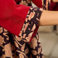 Black and Maroon Elegant Kalamkari Dress with pintuck detailing and flowing bias-cut silhouette.