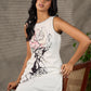 Timeless monochrome dress with statement flower print.