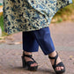 Artisan Indigo Kurta with Animal Motifs, Overlapping Neck and Handcrafted Maroon Mirror Detailing
