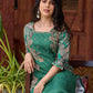 Statement green paisley kurta with detailed hand embroidery beautifully enhancing the print.