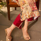 Graceful cream all-over printed kurta adorned with an overlapping maroon zardozi-embroidered neckline and bold maroon detailing.