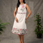 Ivory Floral Pearl Detail Printed Dress with blush pink flowers