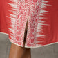 Brick Orange shirt dress with timeless traditional prints, off white notch collar and off white accents