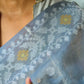 Classic Grey Silk Jamdani Saree with Woven Polka Dot Motifs & Contrast White Floral Pallu Border