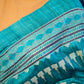Elegant Blue Handloom Ghicha Silk Saree with Contrast Woven Border & Geometric Pallu Design