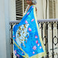 Vibrant Blue Silk Saree with Pichwai Motifs and Floral Border
