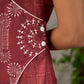 Terracotta warli printed overlap dress with off white accents