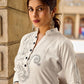 Simple Off-White Cotton Flex Straight Kurta with Minimal Hand Painting on Front & Sleeves