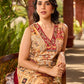 Graceful cream all-over printed kurta adorned with an overlapping maroon zardozi-embroidered neckline and bold maroon detailing.