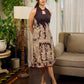 Black Heritage-inspired Kalamkari halter dress with elegant maroon contrast detailing.