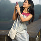 Grey Cotton Silk Sleeveless Kurta with Rose Pink Yoke and Button Detail