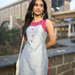Grey Cotton Silk Sleeveless Kurta with Rose Pink Yoke and Button Detail