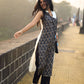 Elegant Sleeveless Black & White Viscose Rayon Angarkha Kurti with Collar