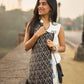 Elegant Sleeveless Black & White Viscose Rayon Angarkha Kurti with Collar
