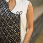 Elegant Sleeveless Black & White Viscose Rayon Angarkha Kurti with Collar