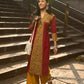 Maroon Cotton Kurta with Statement Mustard Kalamkari Print Front Panel and Tailored Silhouette