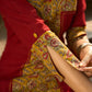 Maroon Cotton Kurta with Statement Mustard Kalamkari Print Front Panel and Tailored Silhouette