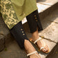 Sage Green Cotton Kurta with Floral Printed Overlapping Panel & Flared Sleeves