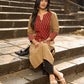 Beige Cotton Kurta with Traditional Printed Ajrakh Panel
